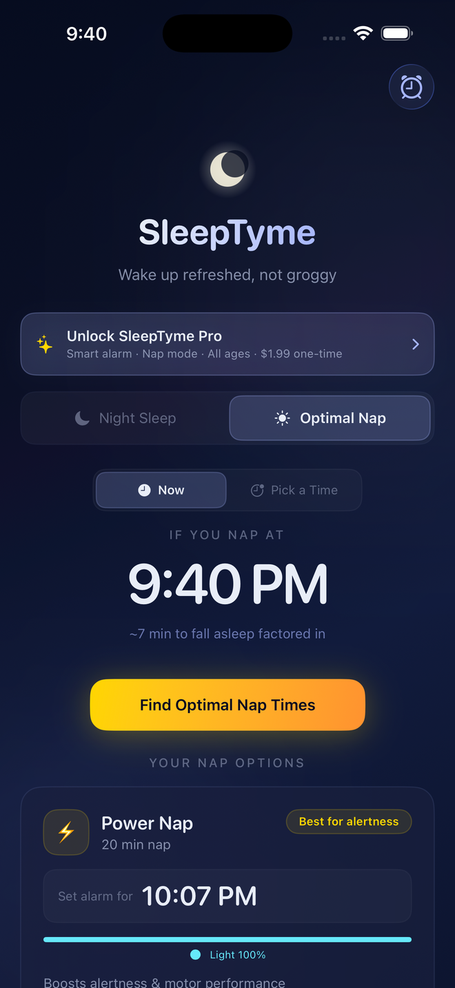 Optimal Nap mode with five nap types